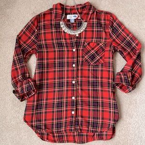 Red plaid button up